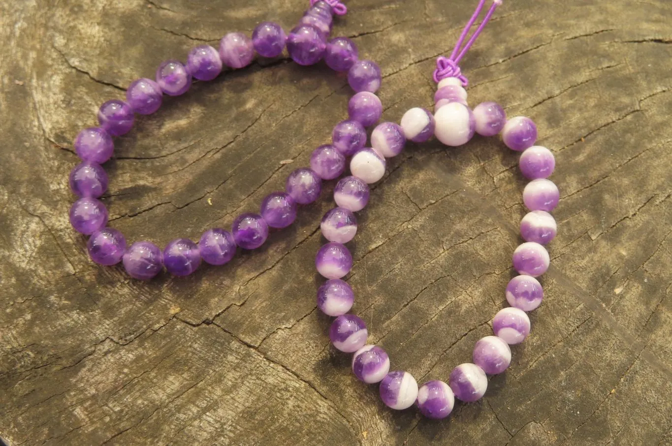 Polished Chevron Amethyst Bead Buddha Bracelets - Sold Per Item - From Zambia