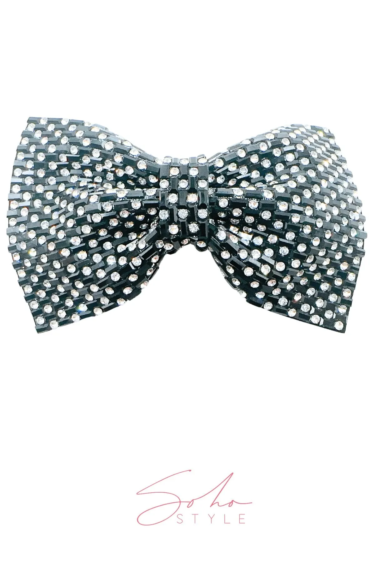 Polka Dot Crystal Rhinestone Bow Ribbon Barrette