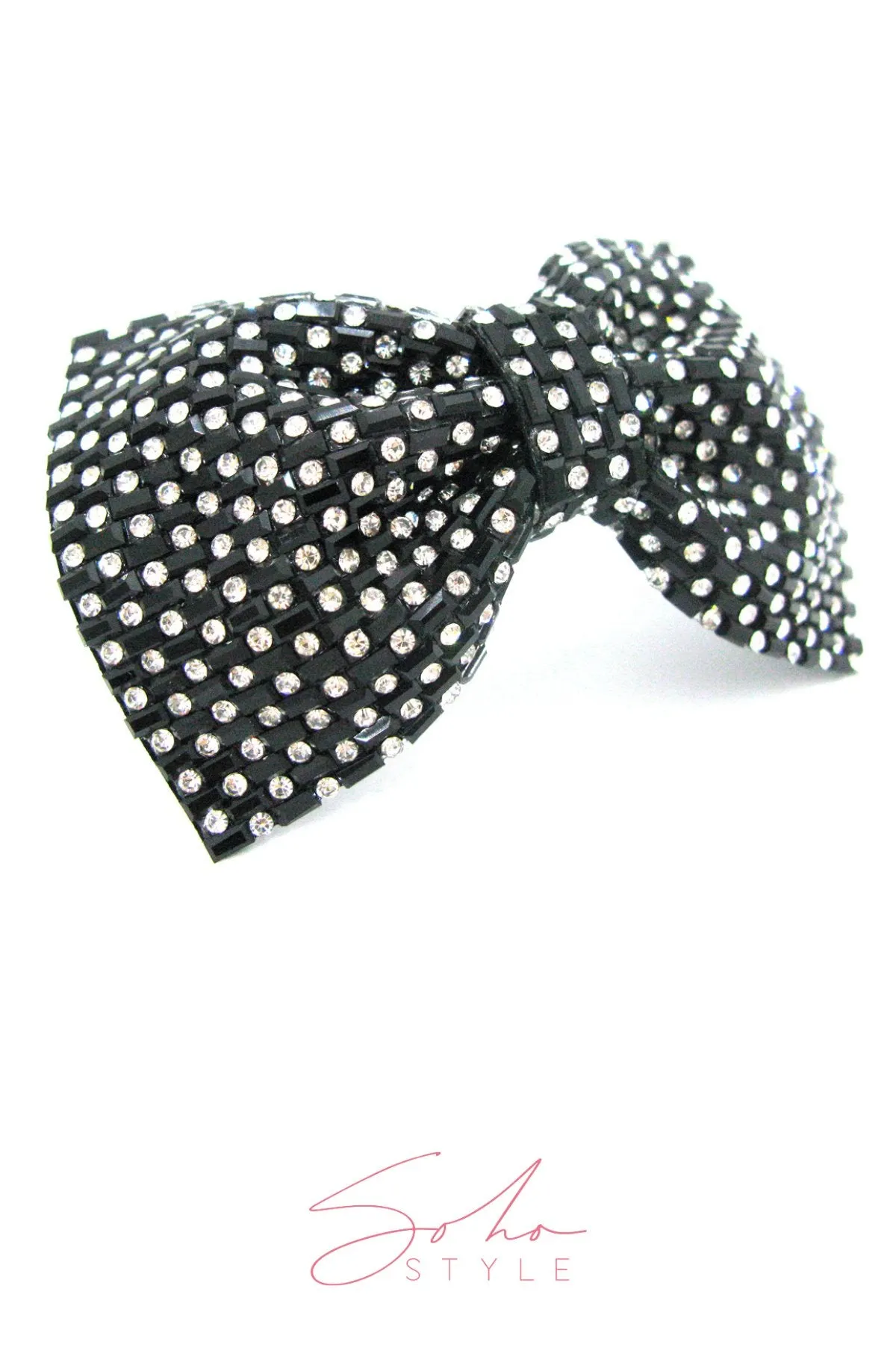 Polka Dot Crystal Rhinestone Bow Ribbon Barrette