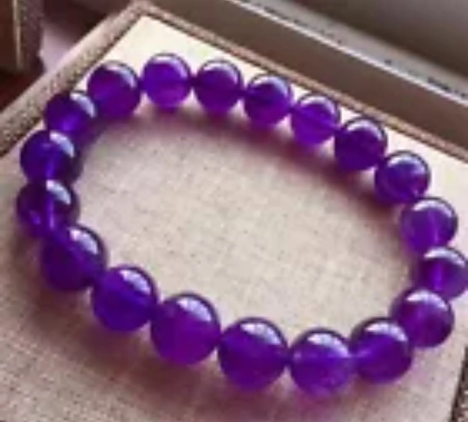 Purple amethyst beaded stretch bracelet