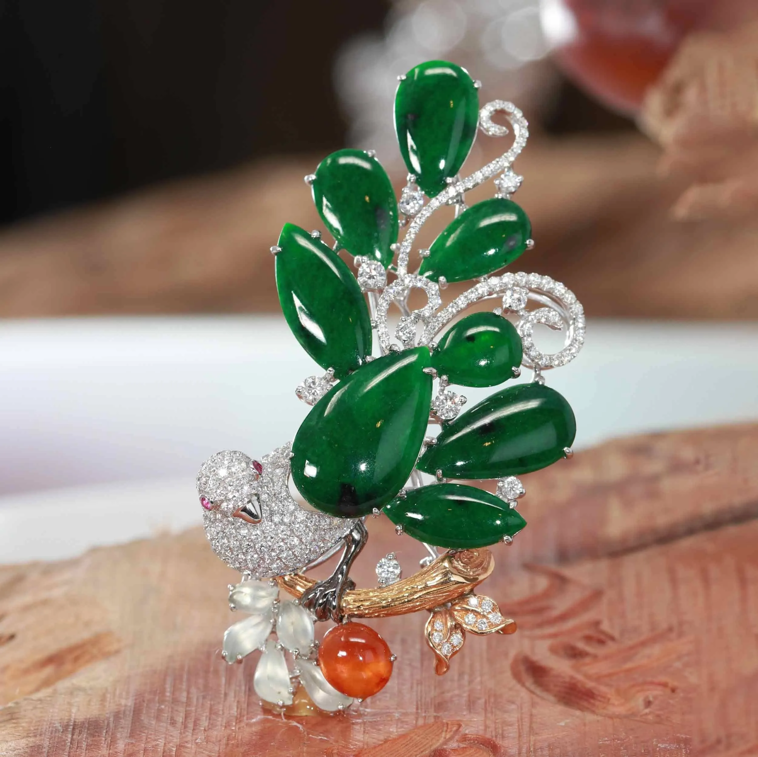 "Bird on A Tree" Baikalla Jewelry Signature Neck-piece Brooch Necklace