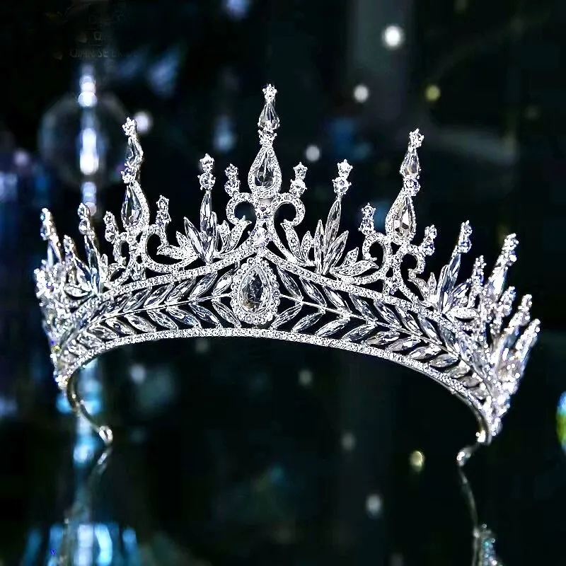 "Teyana" - Cubic Zirconia Tall Bridal Tiara - Available in Silver and Gold