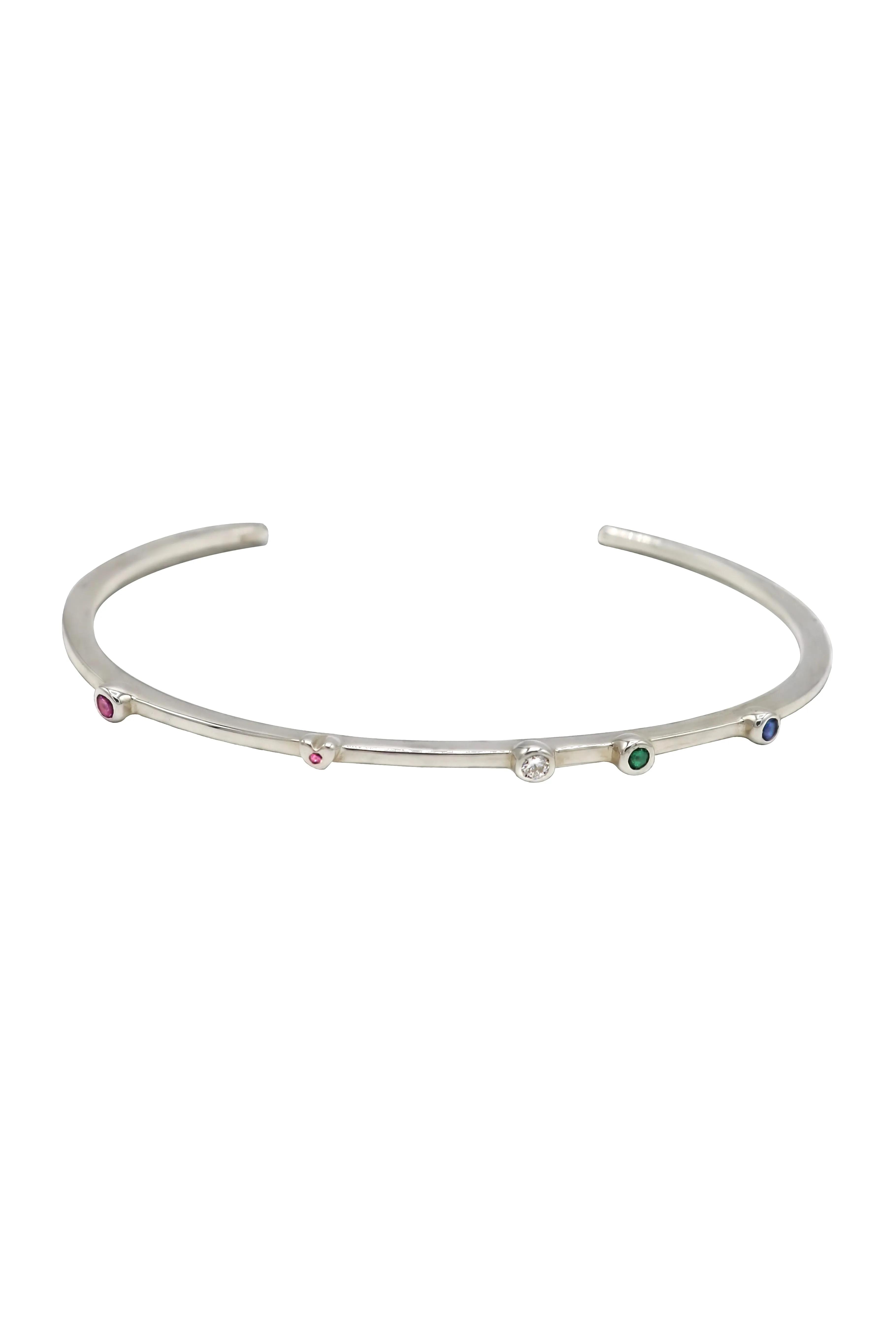 Rainbow Bezel Cuff In Sterling Silver