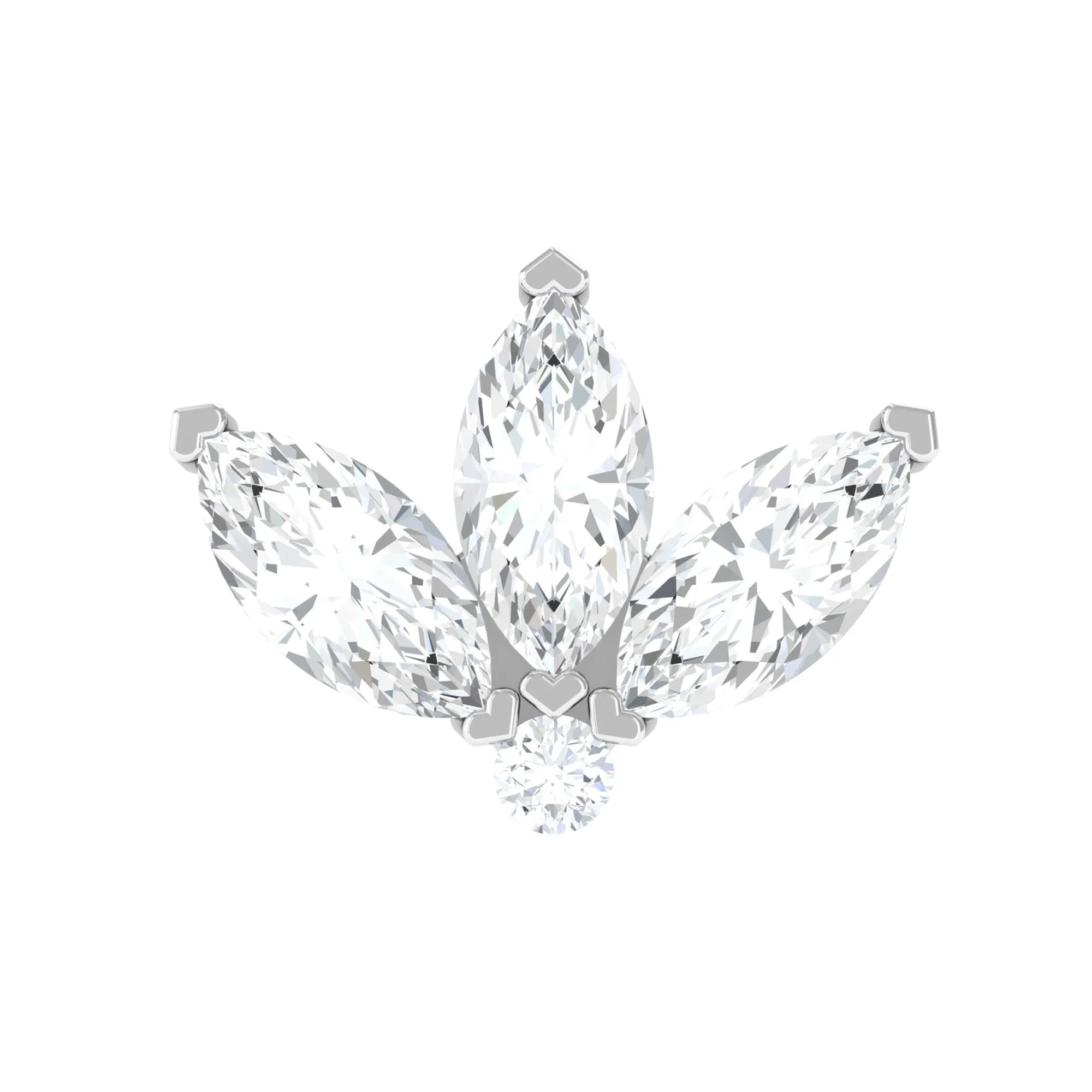 Real Diamond Floral Lotus Earring for Cartilage Piercing