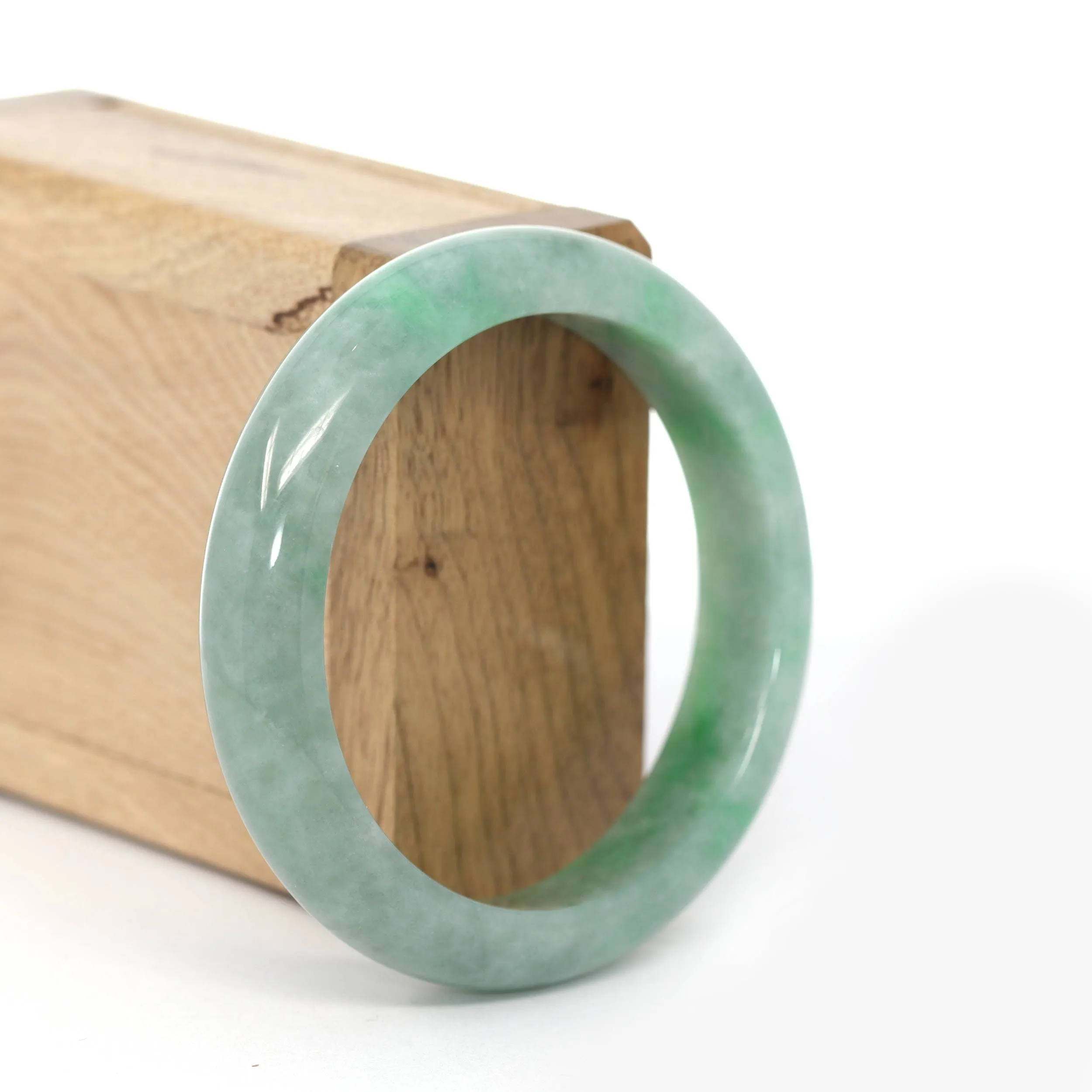 RealJade® Co. "Classic Bangle" Deep Green Natural Burmese Jadeite Jade Bangle ( 56.7mm ) #437