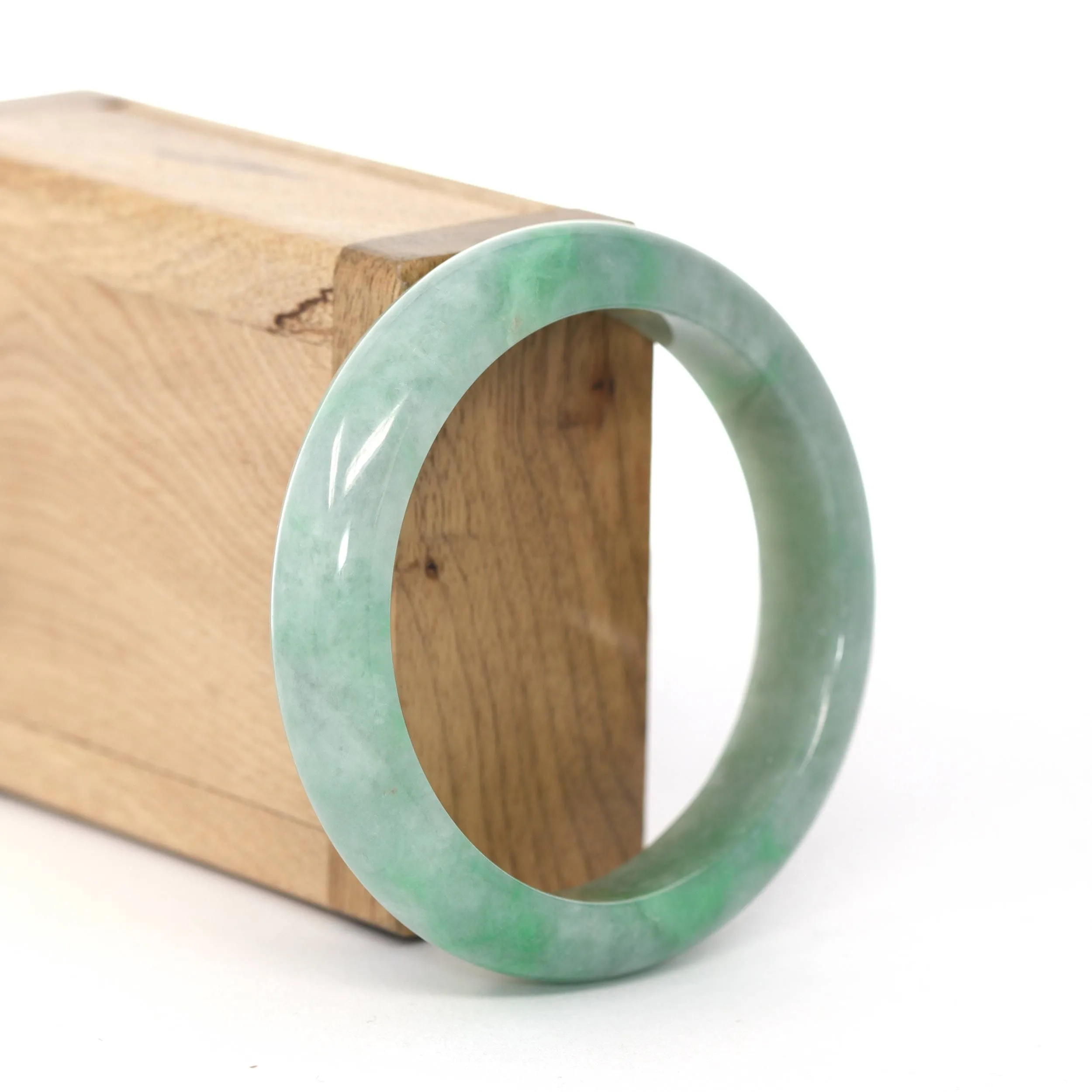 RealJade® Co. "Classic Bangle" Deep Green Natural Burmese Jadeite Jade Bangle ( 56.7mm ) #437