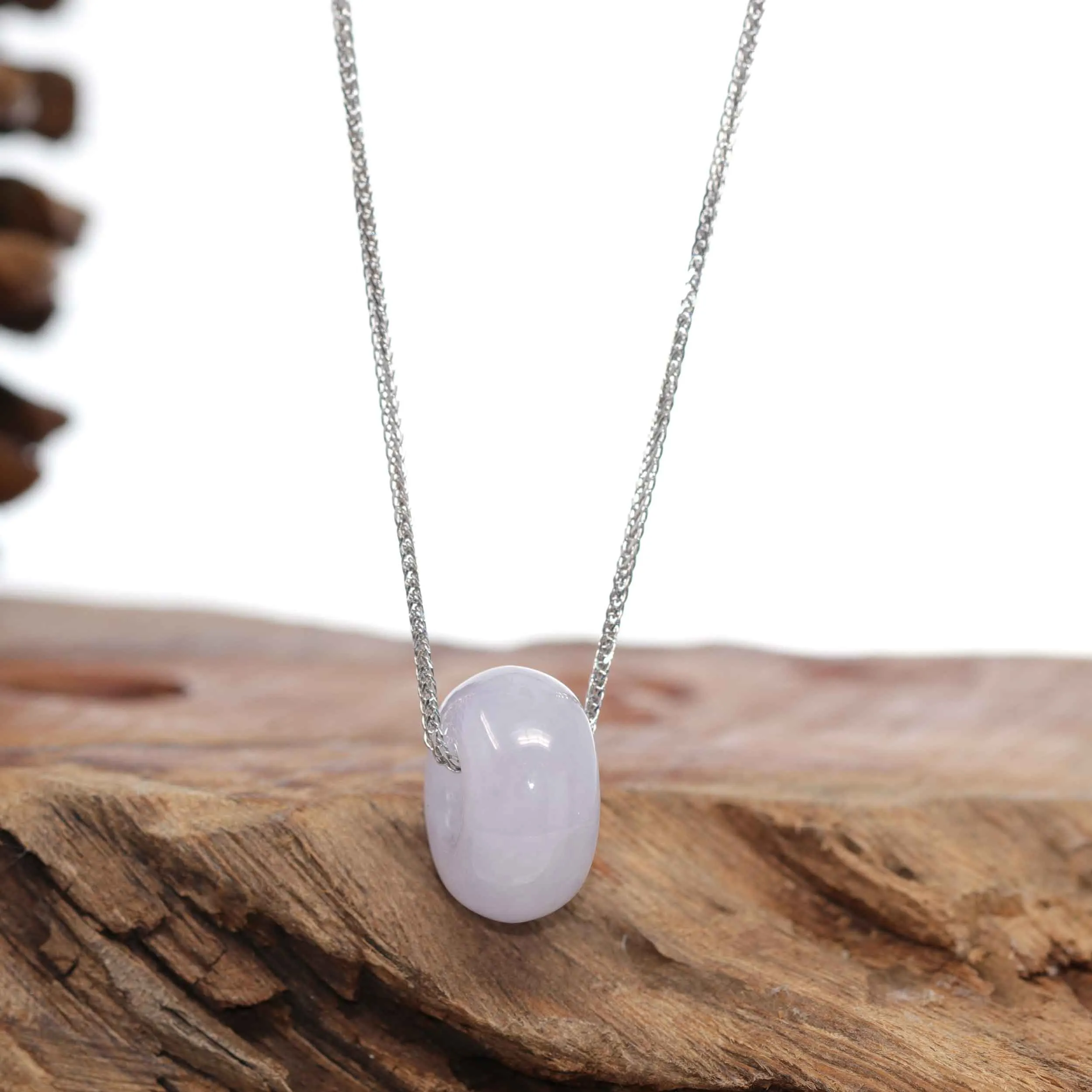 RealJade® Co. "Good Luck Button" Necklace Lavender Jadeite Jade Lucky KouKou Pendant Necklace