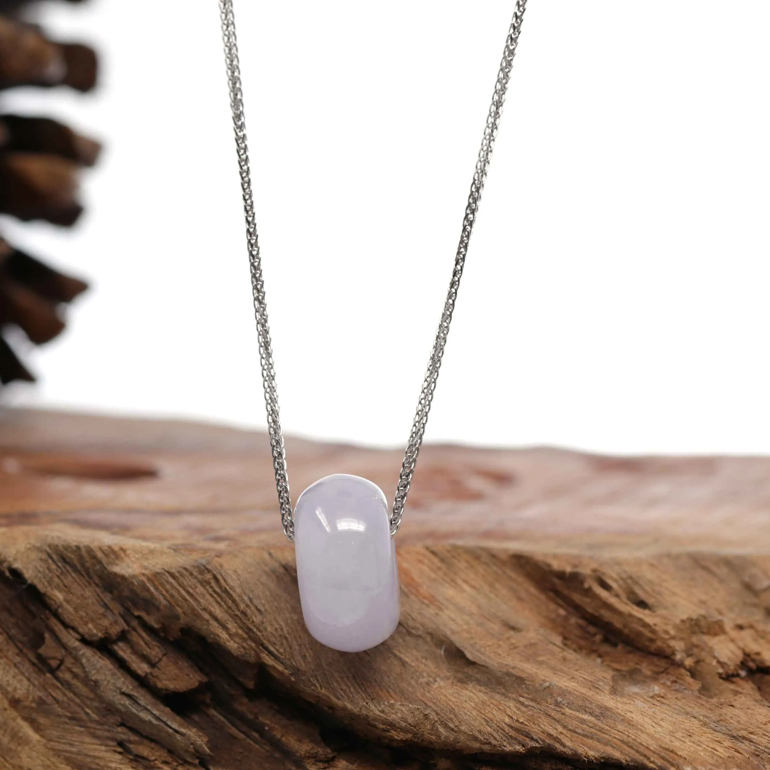 RealJade® Co. "Good Luck Button" Necklace Lavender Jadeite Jade Lucky KouKou Pendant Necklace