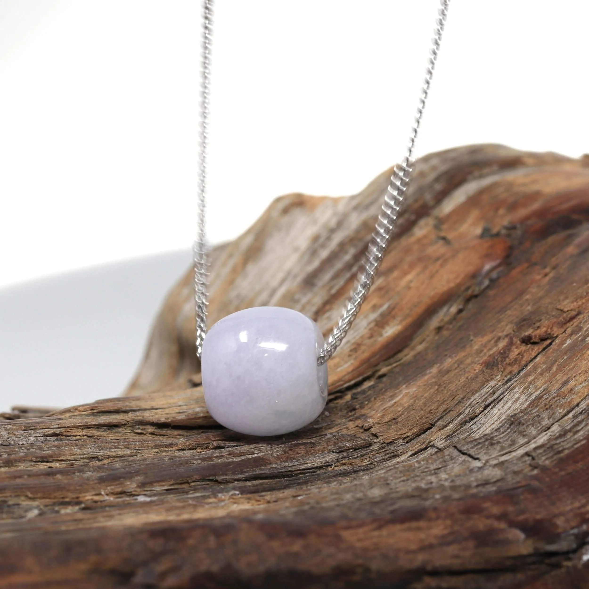 RealJade® "Good Luck Button" Necklace Real Lavender Jade Lucky TongTong Donut Pendant Necklace