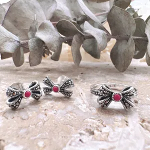 Red Coral Ribbon Earrings