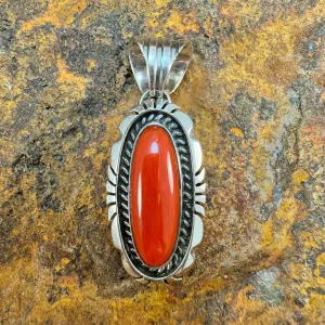 Red Coral Sterling Silver Pendant by Kevin Ramone