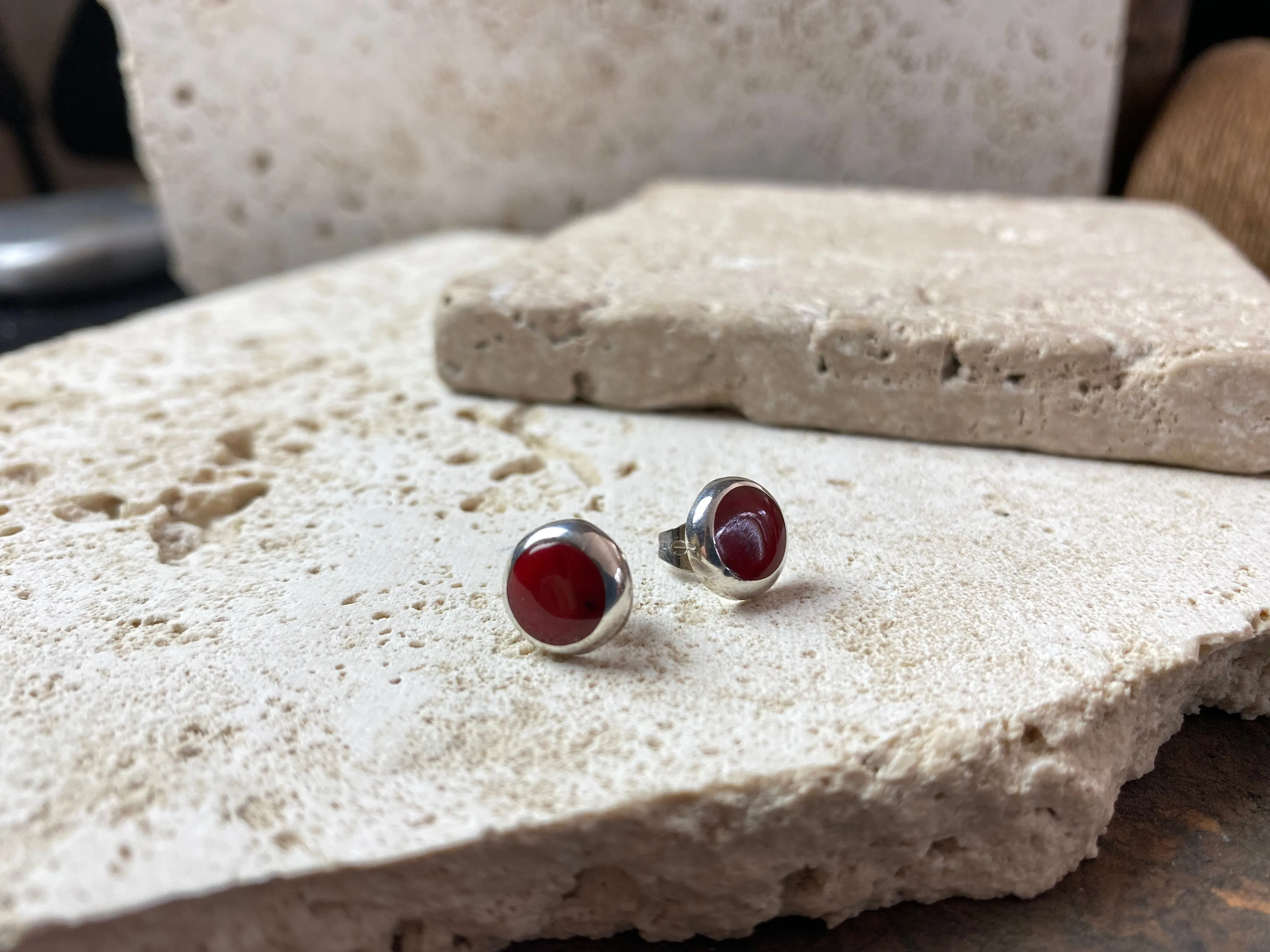 Red Jasper Stud Earrings