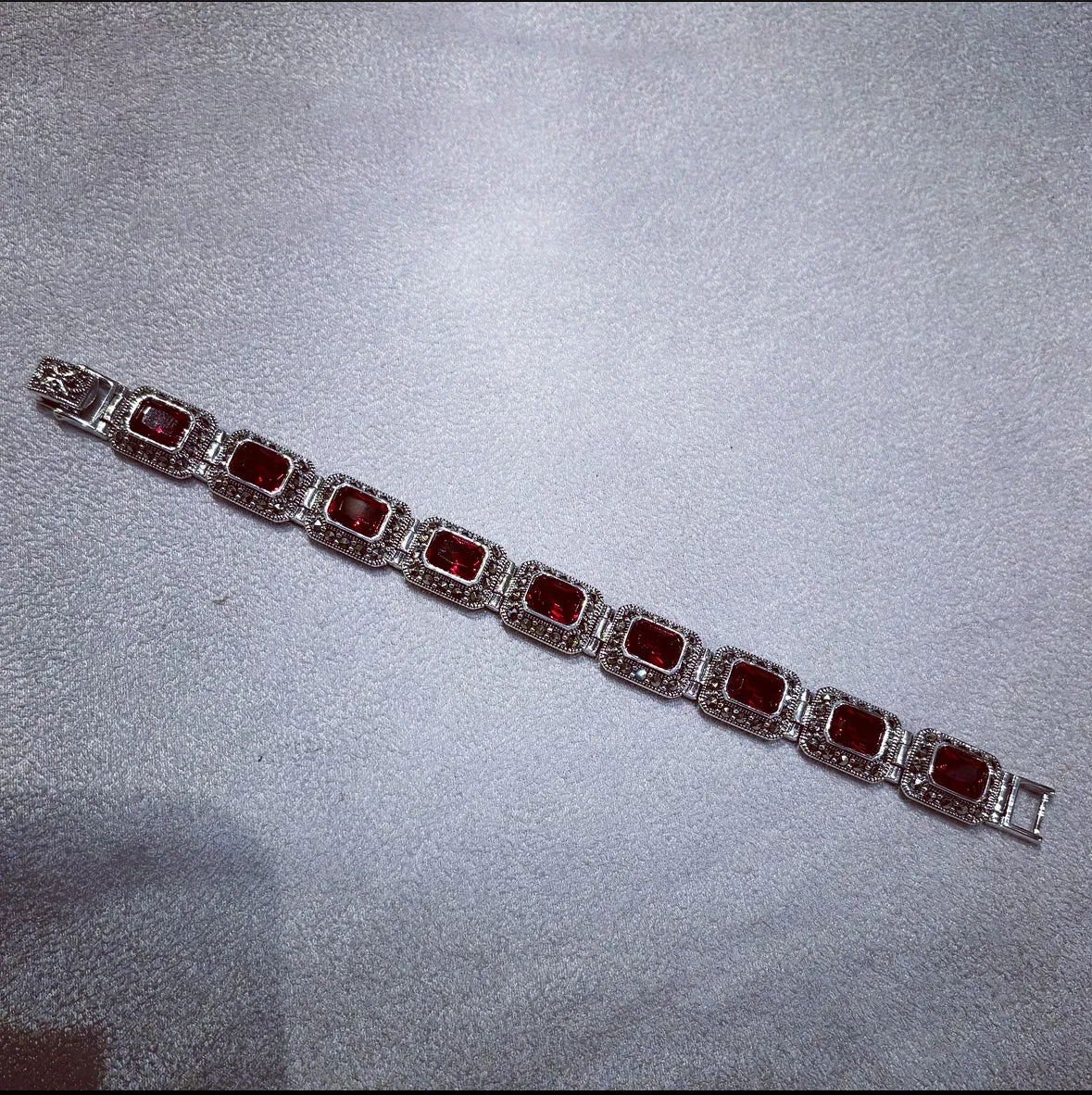 Red Silver Marcasite bracelet