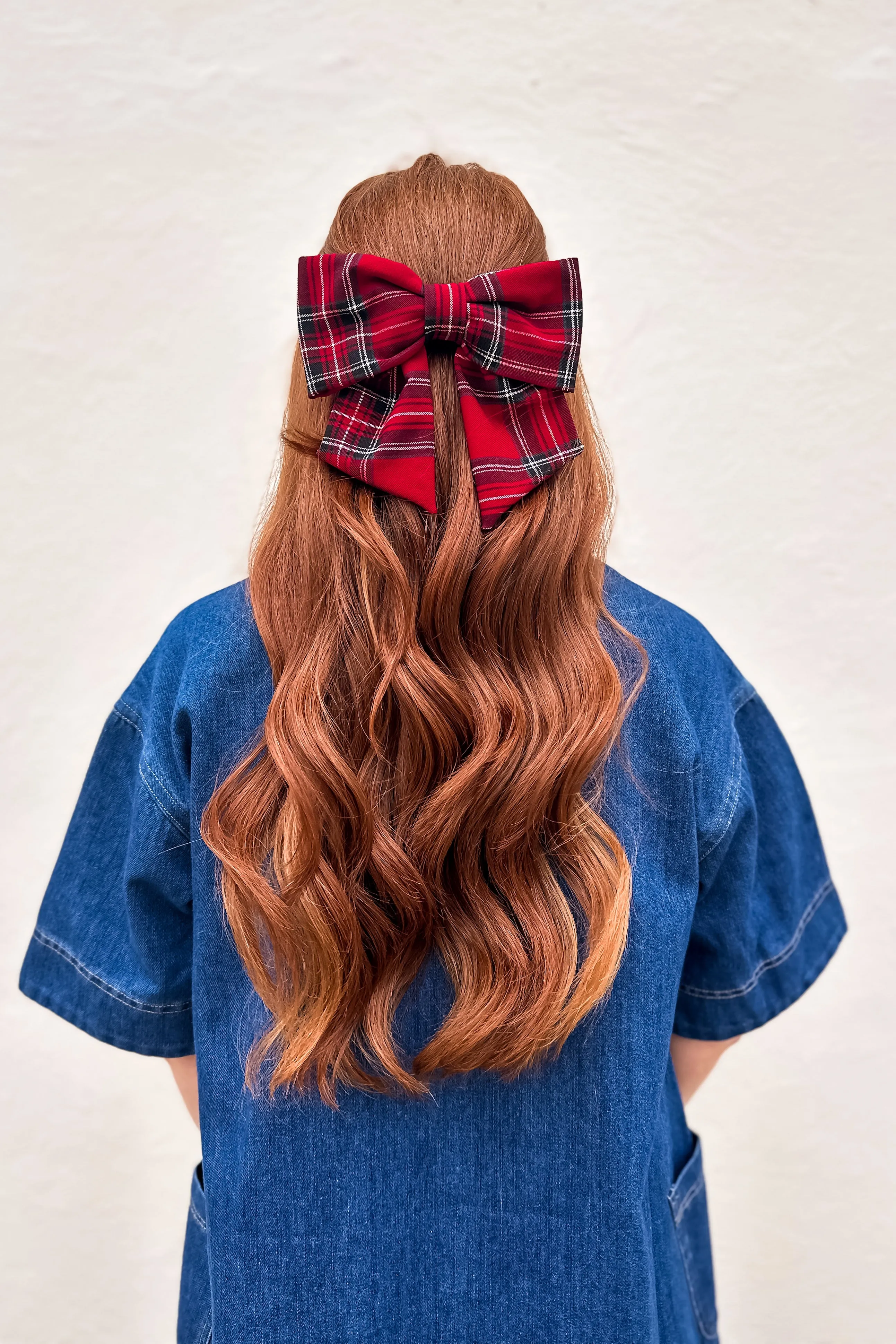 Red Tartan Hair Bow Barrette