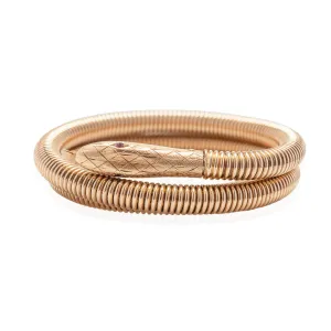 Retro 14kt   Ruby Snake Wrap Bracelet