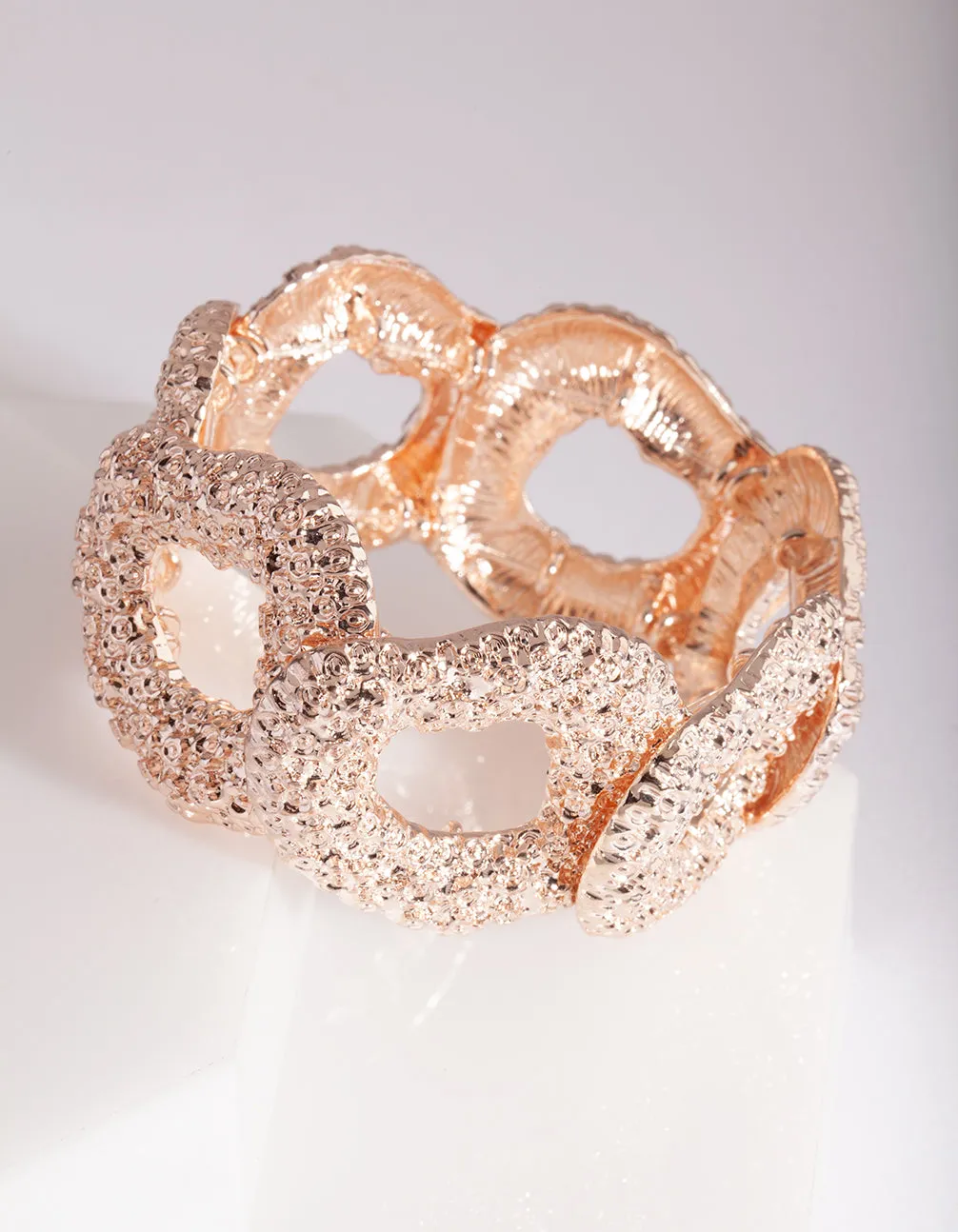 Rose Gold Textured Circle Bangle