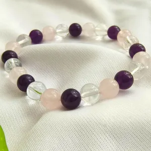 Rose quartz | Amethyst & Clear crystal Bracelet