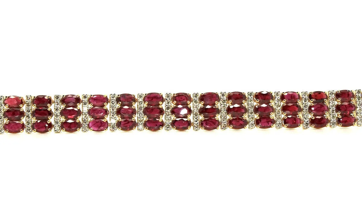 Ruby And Diamond Triple Row  Bracelet/ Item code:BR 3