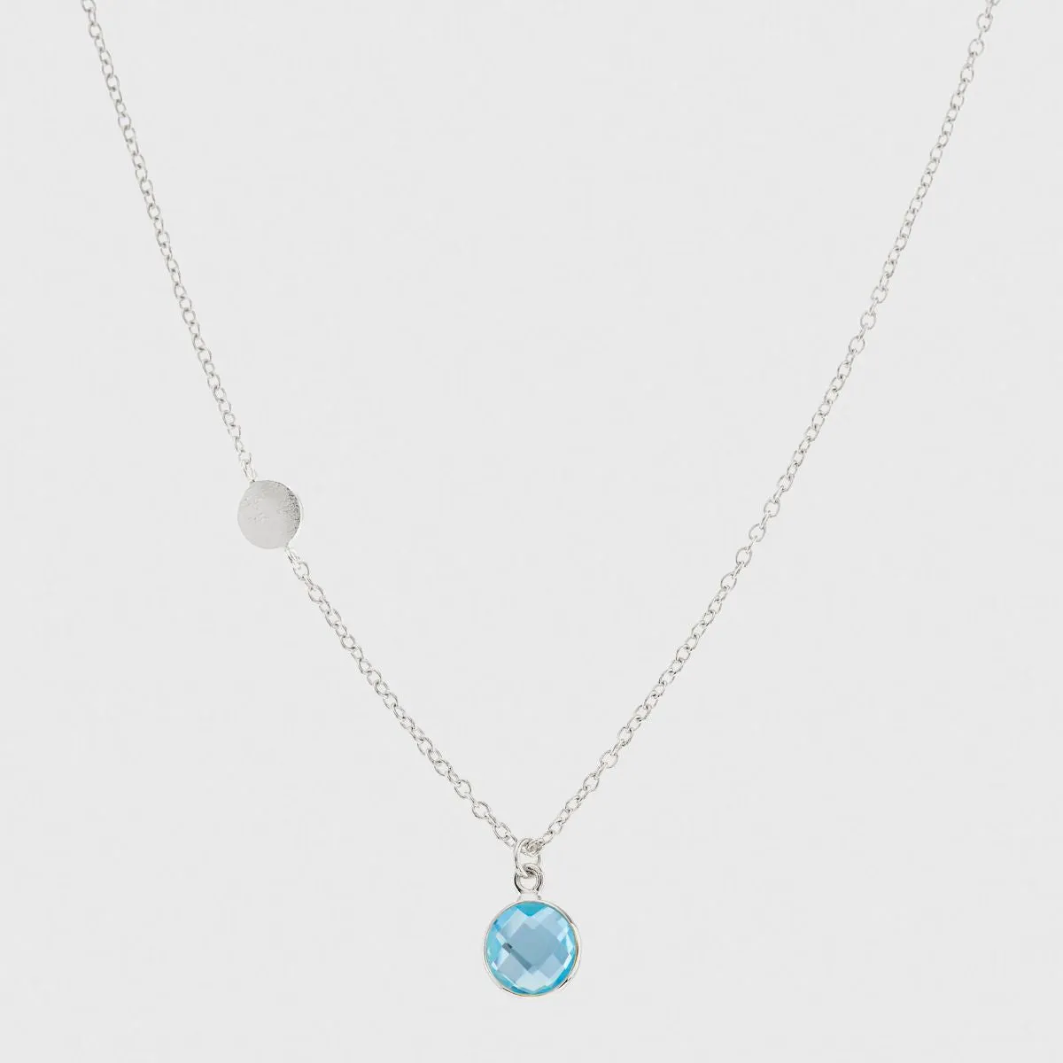 Salina Blue Topaz & Silver Disc Necklace