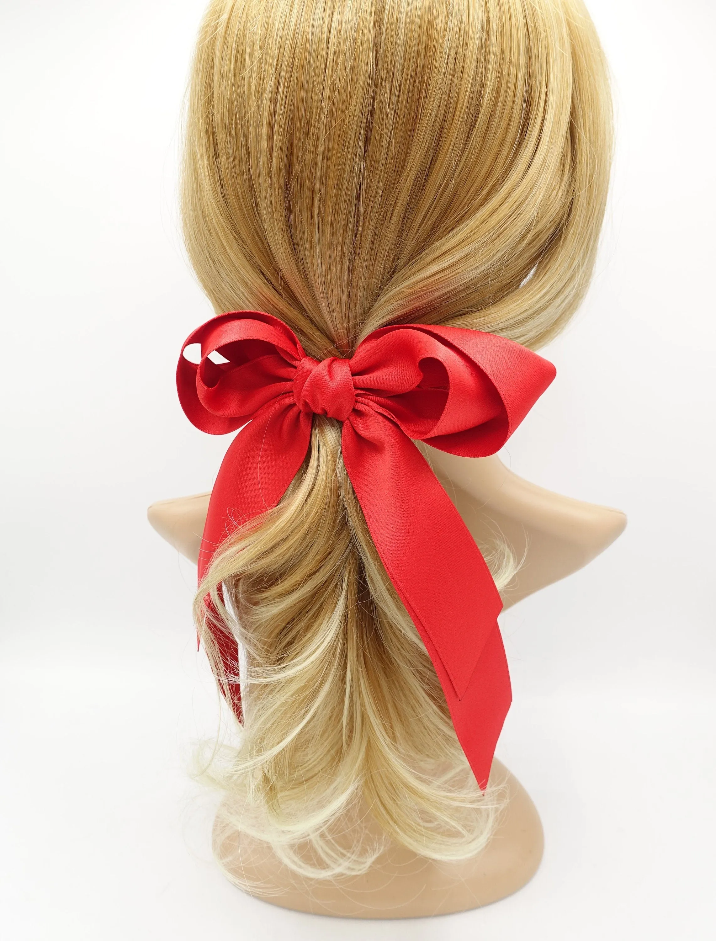 satin layered double tail hair bow