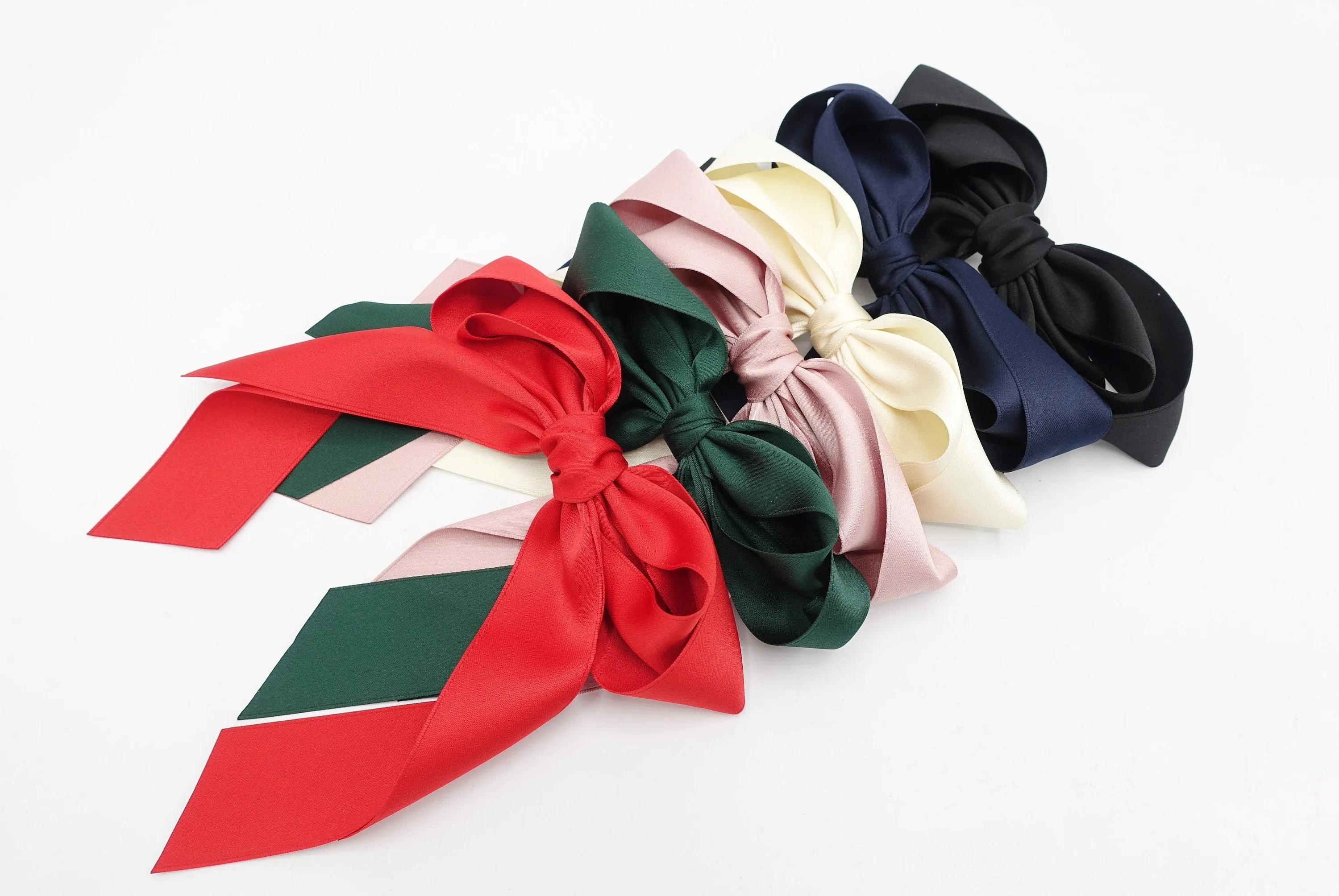 satin layered double tail hair bow