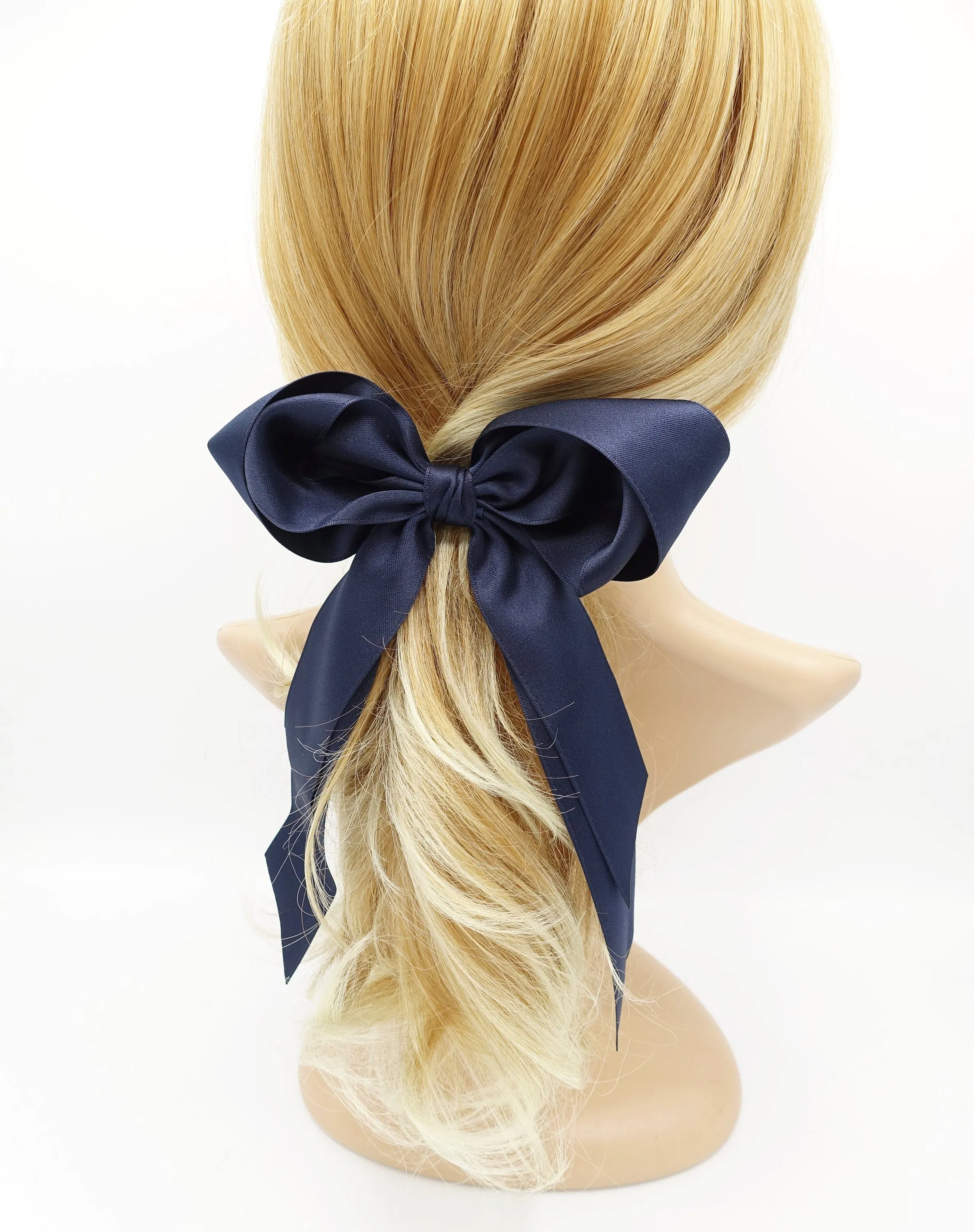 satin layered double tail hair bow