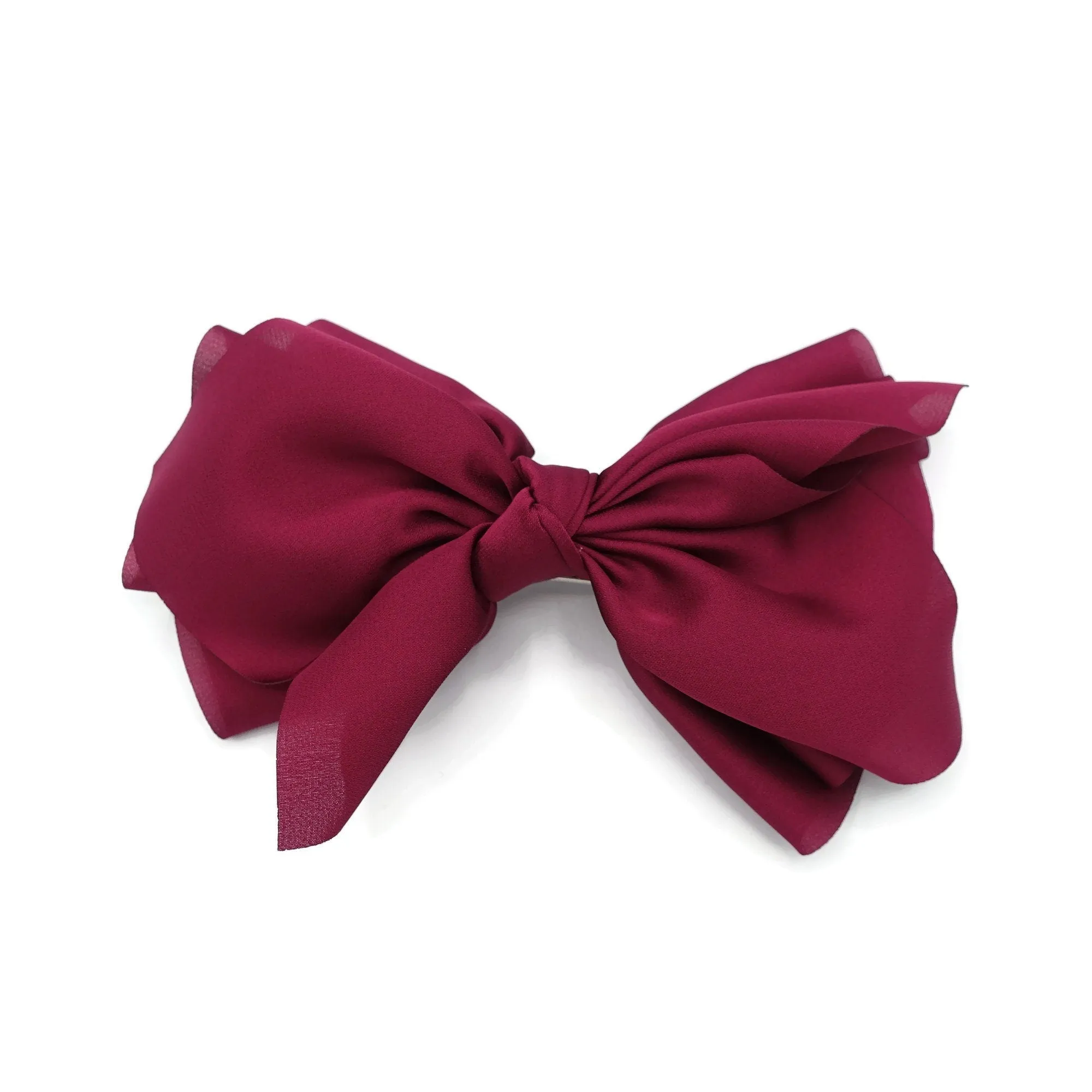 satin layered hair bow french hair barrette