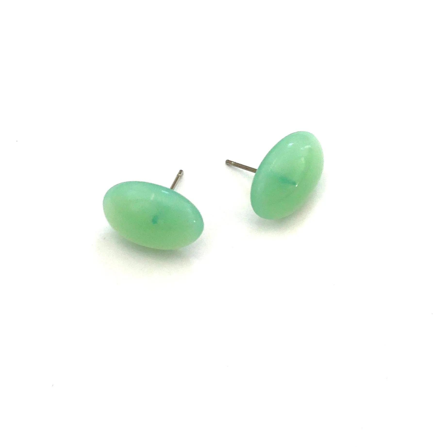 Seafoam Green Opal Oval Stud Earrings