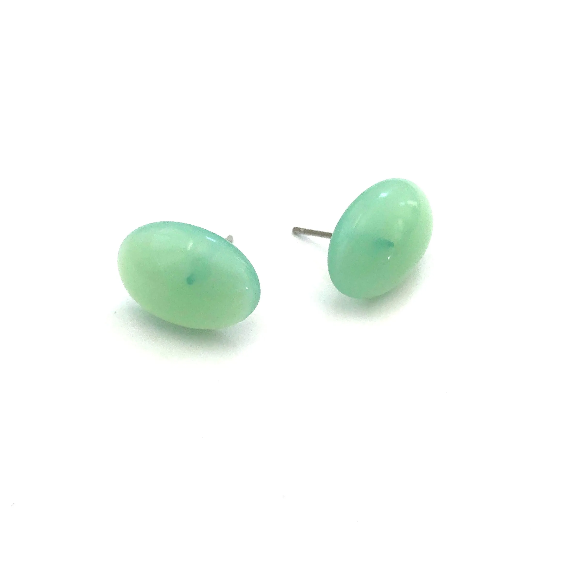 Seafoam Green Opal Oval Stud Earrings