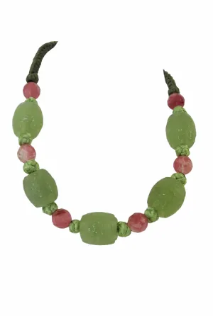 Shiu Jade Cherry Quartz Green Chinese Knots Necklace