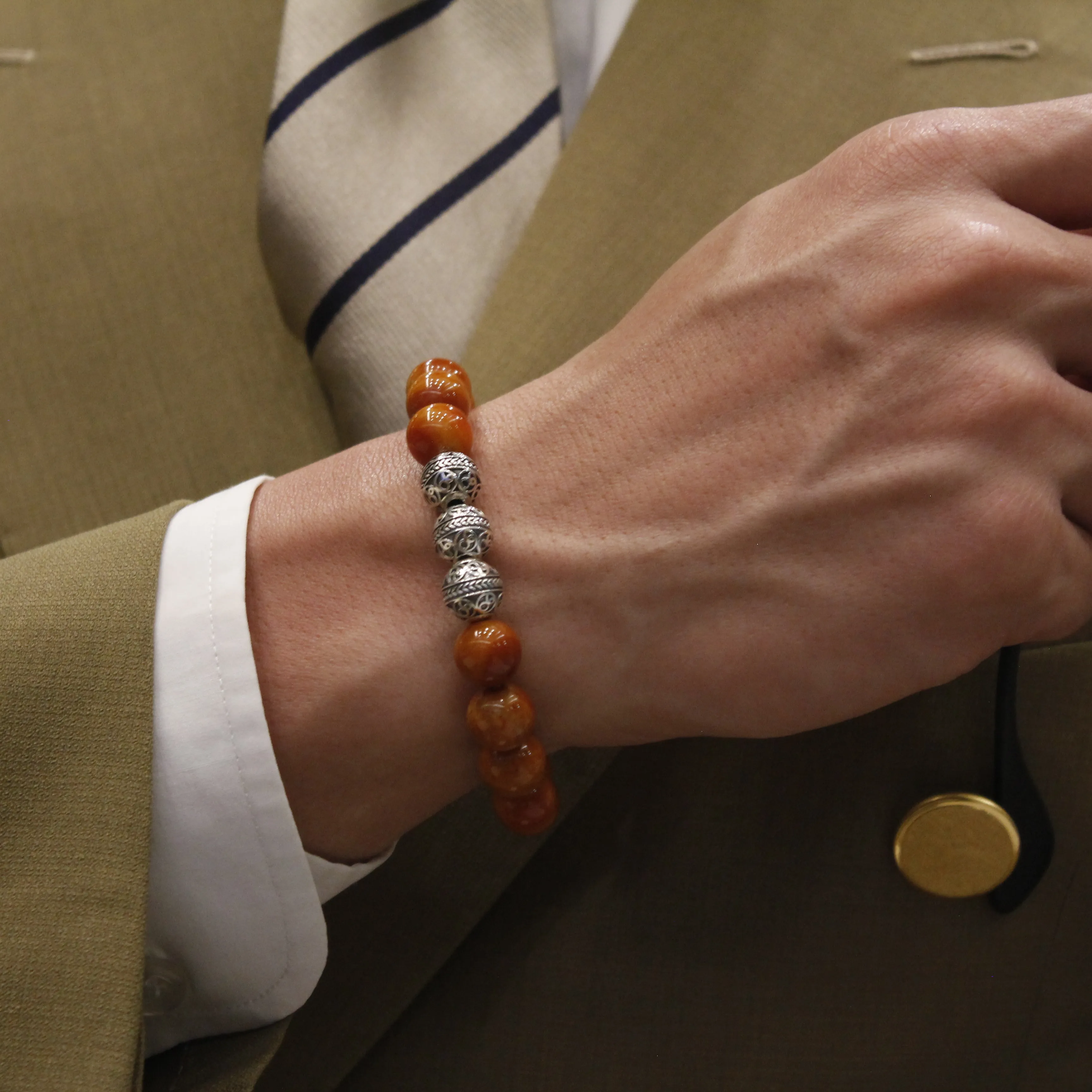 SILVER CLASSIC RED JASPER BRACELET