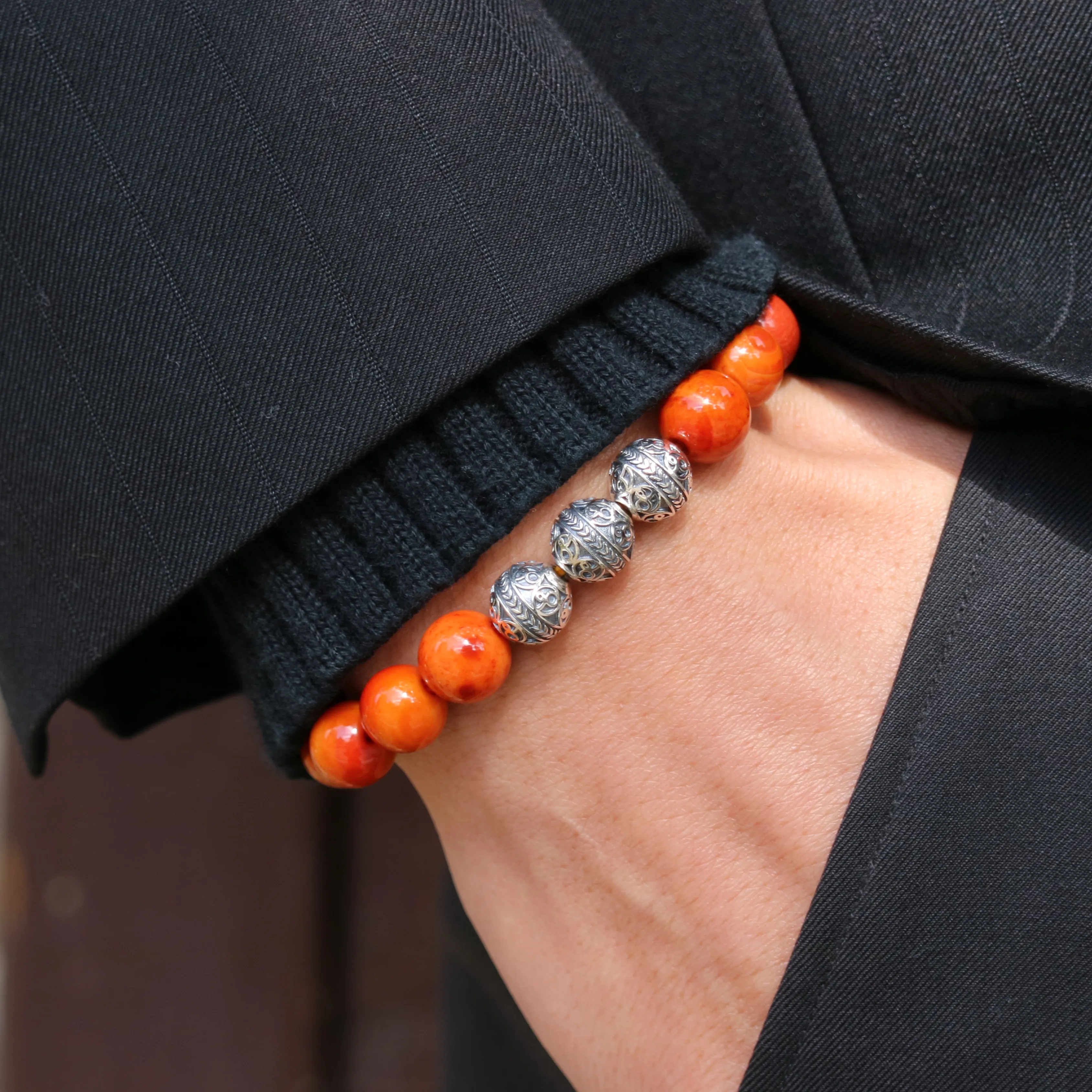 SILVER CLASSIC RED JASPER BRACELET