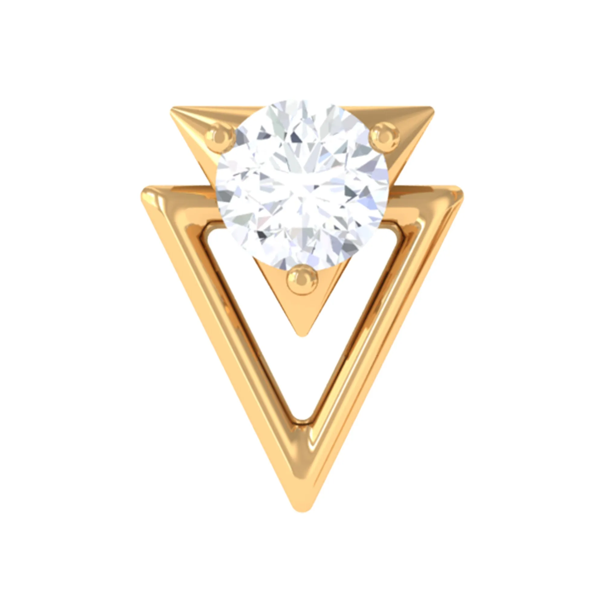 Simple Diamond Solitaire Triangle Cartilage Earring