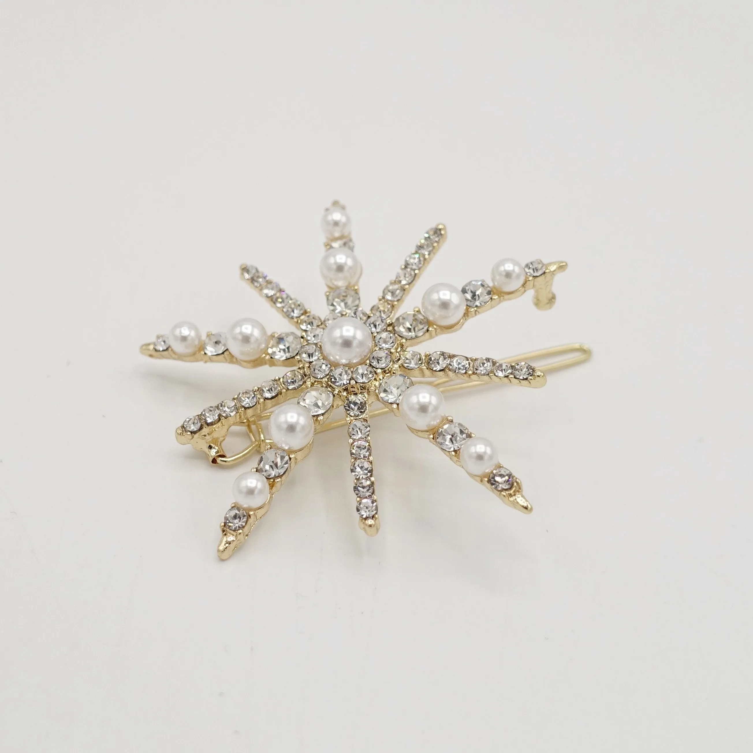 Star bang pearl rhinestone hair clip jewel embellished hair for women