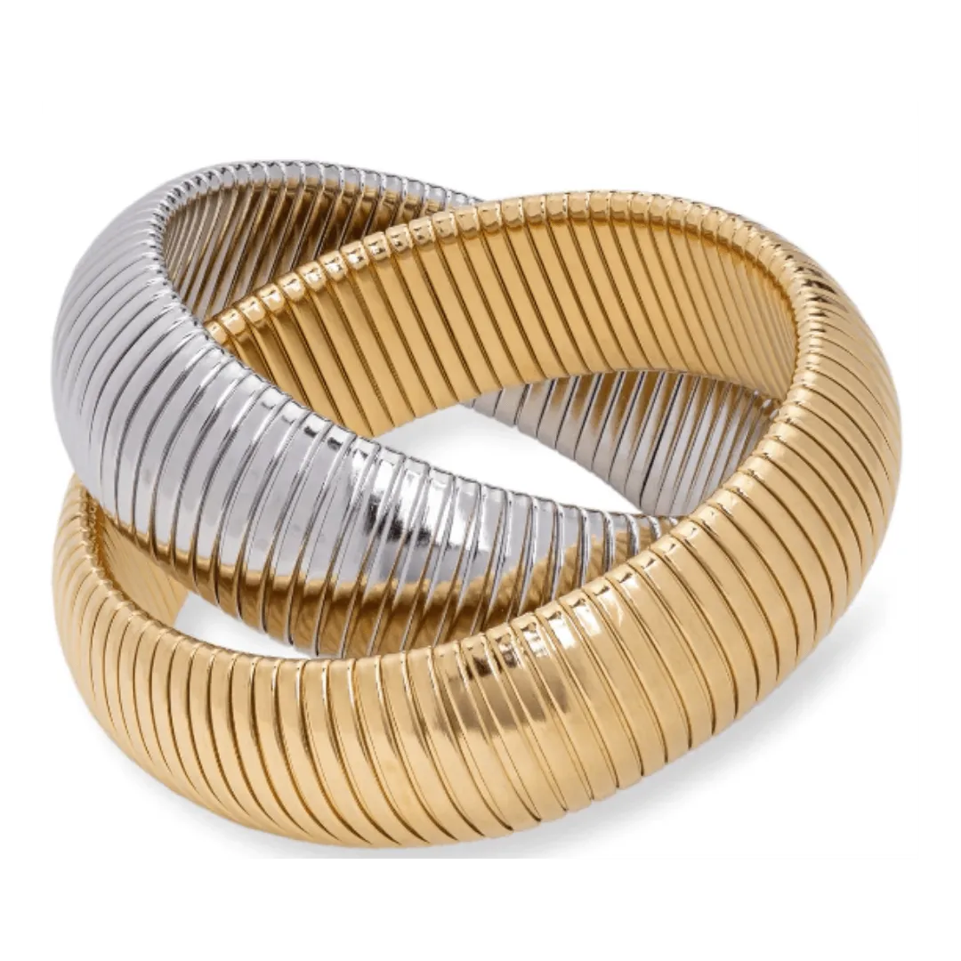 Stephanie Two-Tone Coil Bangle