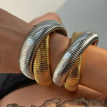 Stephanie Two-Tone Coil Bangle