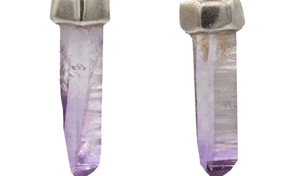 Sterling Silver Amethyst Gemstone Icicle Earrings