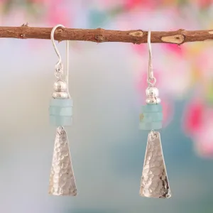 Sterling Silver and Natural Opal Dangle Earrings - Pyramids of Truth | NOVICA