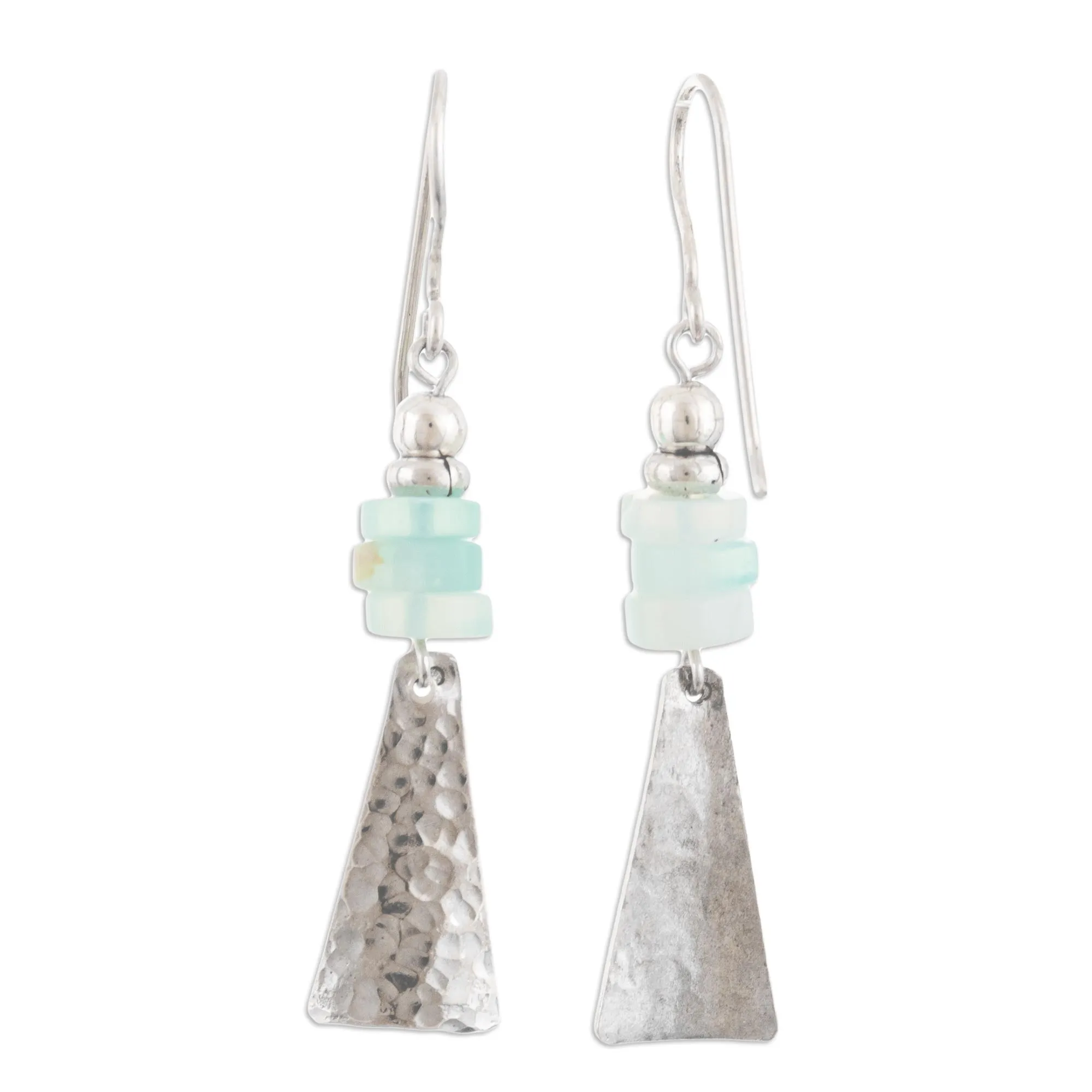 Sterling Silver and Natural Opal Dangle Earrings - Pyramids of Truth | NOVICA