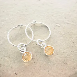 Sterling Silver Citrine Hoop Earrings