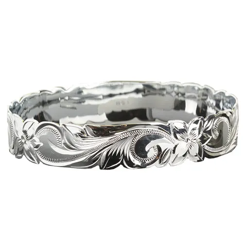 Sterling Silver Hawaiian Scroll Cut Out Edge Bangle