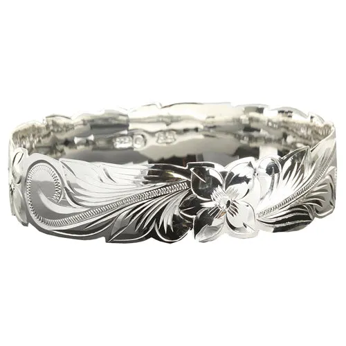 Sterling Silver Hawaiian Scroll Cut Out Edge Bangle