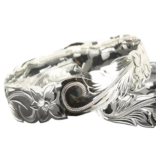 Sterling Silver Hawaiian Scroll Cut Out Edge Bangle