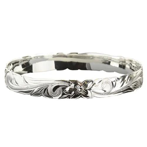 Sterling Silver Hawaiian Scroll Cut Out Edge Bangle