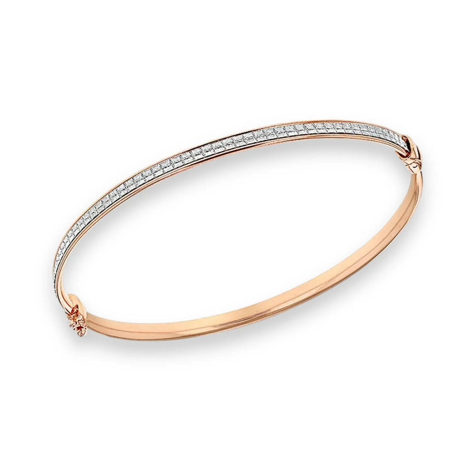 Sterling Silver Rose Gold Vermeil Stardust Bangle, 3mm Width, Luxurious Elegance, Gift Box Included