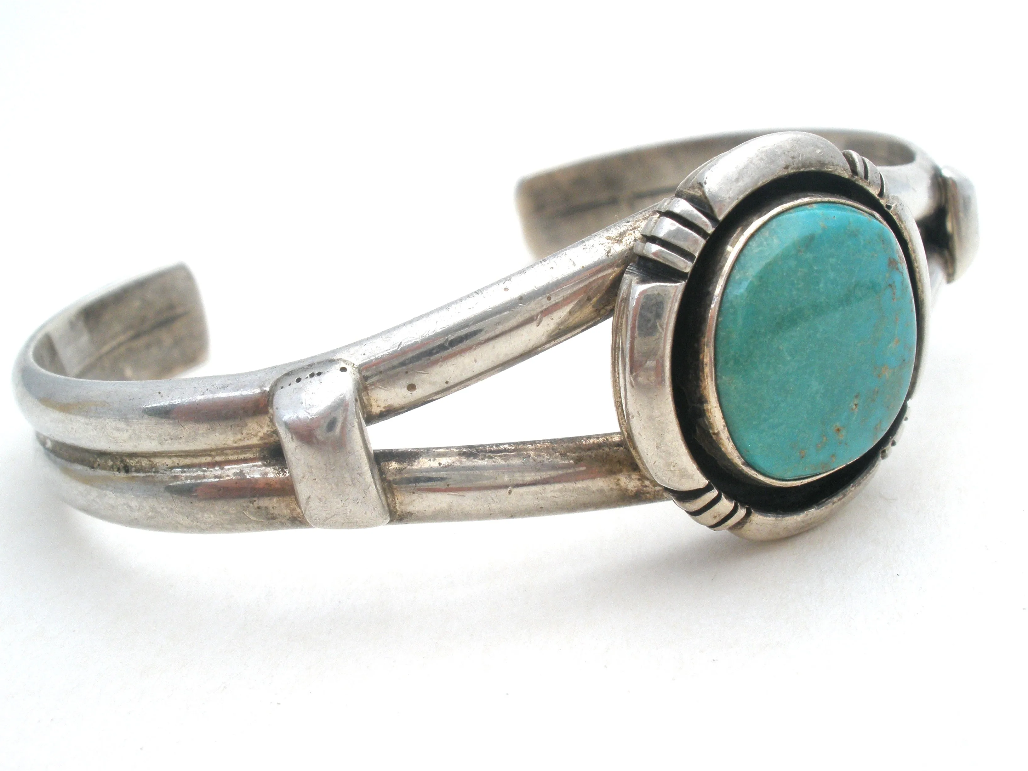 Sterling Silver Turquoise Cuff Bracelet DD Vintage