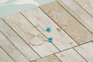 Sterling Silver Turquoise Hoop Earrings