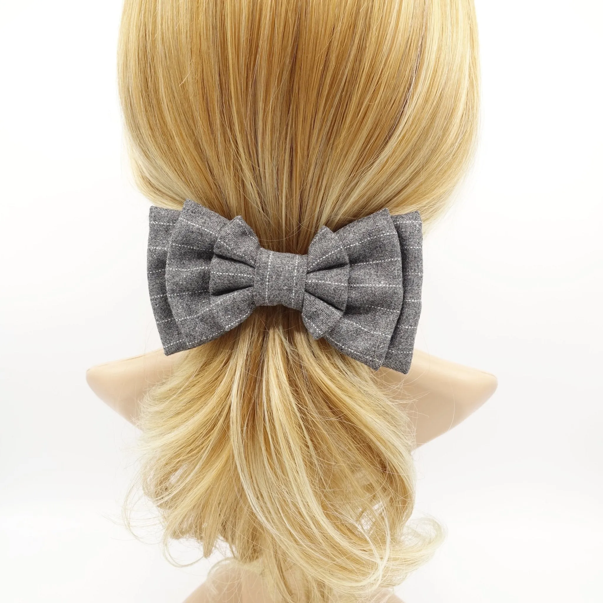 stripe hair bow multi layered style bow french hair barrette