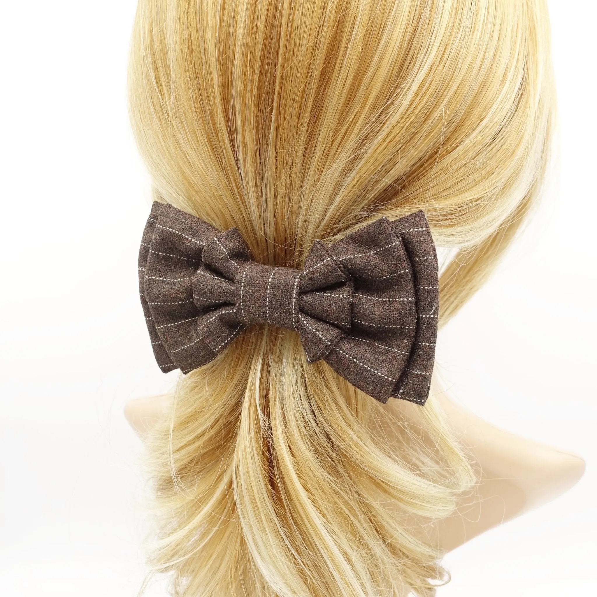 stripe hair bow multi layered style bow french hair barrette