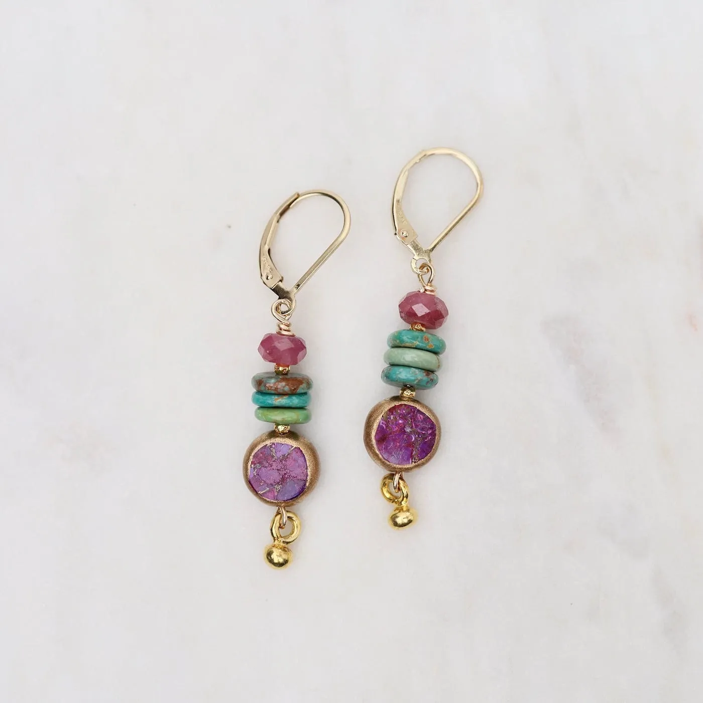 Tear Jerker Purple Turquoise Earrings